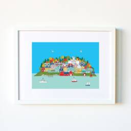 Lunenburg Art Print. Illustrated Costal Scene Of Nova Scotia, Wall Decor, Size 8 X 10 Inches - thumbnail 2