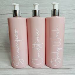 Hinch Inspired Signature Pink Bathroom Bottle Reusable Dispensers 500Ml Shampoo Conditioner Soap Dispenser Set Mrs Kitchen Home Bottle