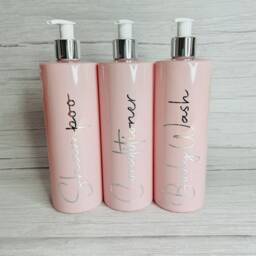 Hinch Inspired Signature Pink Bathroom Bottle Reusable Dispensers 500Ml Shampoo Conditioner Soap Dispenser Set Mrs Kitchen Home Bottle - thumbnail 3