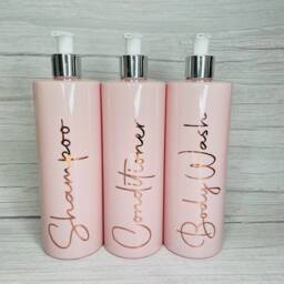 Hinch Inspired Signature Pink Bathroom Bottle Reusable Dispensers 500Ml Shampoo Conditioner Soap Dispenser Set Mrs Kitchen Home Bottle - thumbnail 2