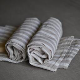 striped Linen Towels Set Of 2 Large Natural Bath Sheets Pre Washed Throw Flat Beach New Home Present For Men Body - thumbnail 4