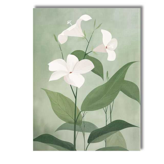 Soft Green Morning Glory Floral Botanical Illustration Canvas Wall Art Print Decor Picture Ready To Hang - image 1