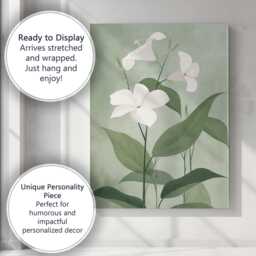 Soft Green Morning Glory Floral Botanical Illustration Canvas Wall Art Print Decor Picture Ready To Hang - thumbnail 3