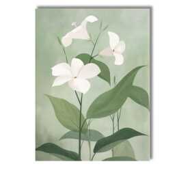 Soft Green Morning Glory Floral Botanical Illustration Canvas Wall Art Print Decor Picture Ready To Hang - thumbnail 1