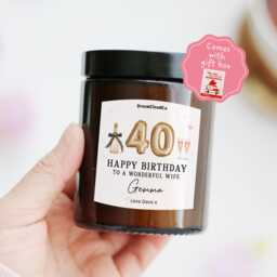 40Th Birthday Gift For Wife From Husband - Personalized Candle For Her Forty Milestone Happy - thumbnail 1