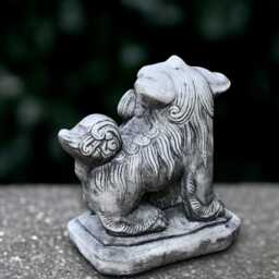 Concrete Fu Dog Statue Chinese Guardian Lion Sculpture Feng Shui Protector Decoration Stone Foo Ornament Oriental Garden - thumbnail 4