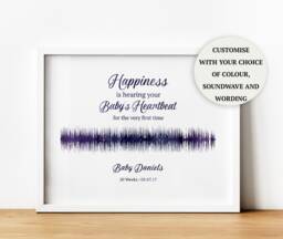 Personalised Baby Heartbeat Sound Wave Print With Qr Code, Keepsake Shower Gifts, Pregnancy Announcement Sonogram - thumbnail 1