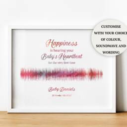 Personalised Baby Heartbeat Sound Wave Print With Qr Code, Keepsake Shower Gifts, Pregnancy Announcement Sonogram - thumbnail 2
