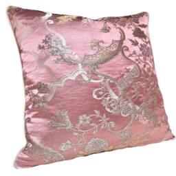 Throw Pillow Cover Mauve & Gold Silk Brocade Rubelli Fabric Madama Butterfly Pattern - Made in Italy - thumbnail 3