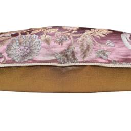 Throw Pillow Cover Mauve & Gold Silk Brocade Rubelli Fabric Madama Butterfly Pattern - Made in Italy - thumbnail 2