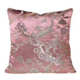 Throw Pillow Cover Mauve & Gold Silk Brocade Rubelli Fabric Madama Butterfly Pattern - Made in Italy - thumbnail 1