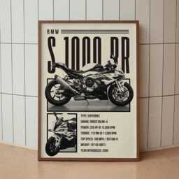 Motorcycle Specs Poster - S 1000 Rr Print Superbike Specification Wall Art Performance Racing Motorbike Decor For Garage Or Living Space - thumbnail 2