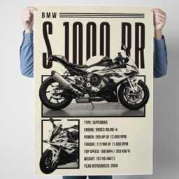 Motorcycle Specs Poster - S 1000 Rr Print Superbike Specification Wall Art Performance Racing Motorbike Decor For Garage Or Living Space - thumbnail 3