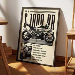 Motorcycle Specs Poster - S 1000 Rr Print Superbike Specification Wall Art Performance Racing Motorbike Decor For Garage Or Living Space - thumbnail 1