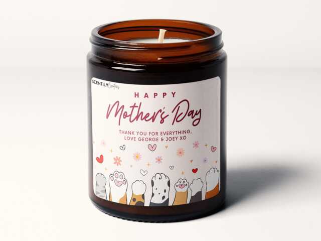 Mothers Day Gift Cat Mom Paws Personalised Message Soy Wax Candle - image 1