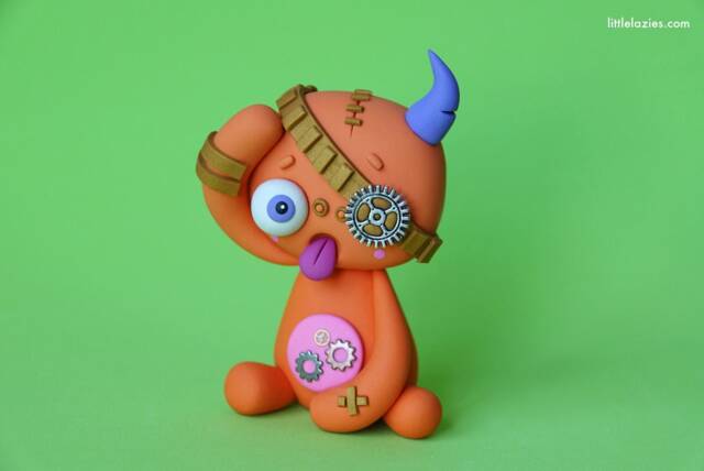 steampunk Polymer Clay Sculpture Handmade Miniature Monster - image 1