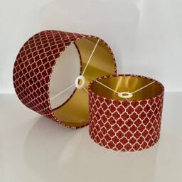 New Premium Quality Luxury Spice Red Moroccan Crushed Velvet Lamp Shade Pendant Light With Metallic Lining - thumbnail 2
