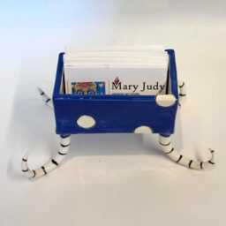 Polka Dot Pottery Business Card Holder With Curly Legs - thumbnail 1