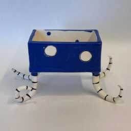 Polka Dot Pottery Business Card Holder With Curly Legs - thumbnail 3