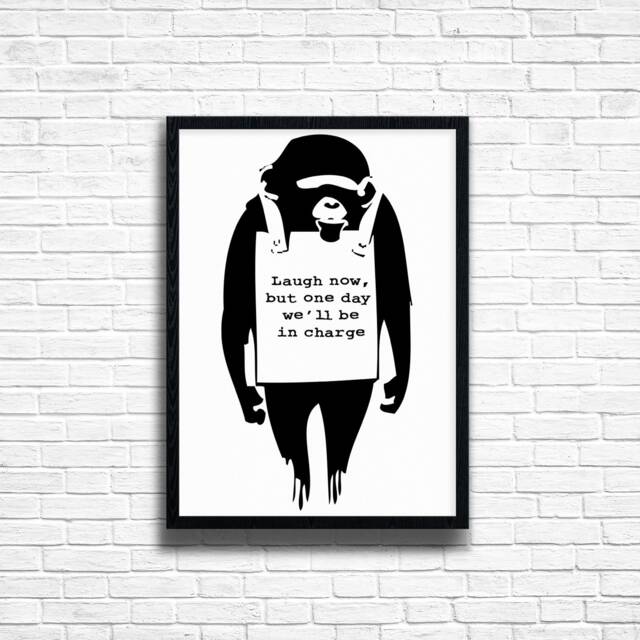 Banksy Laugh Now Print Graffiti Street Art On Canvas - image 1