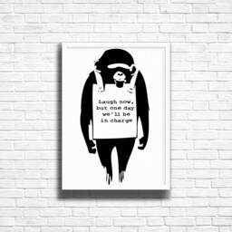 Banksy Laugh Now Print Graffiti Street Art On Canvas - thumbnail 3