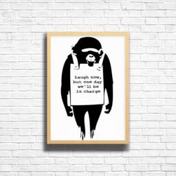 Banksy Laugh Now Print Graffiti Street Art On Canvas - thumbnail 2