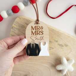 First Christmas Married Hanging Bauble Mr & Mrs Ornament - thumbnail 2