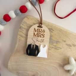 First Christmas Married Hanging Bauble Mr & Mrs Ornament - thumbnail 4