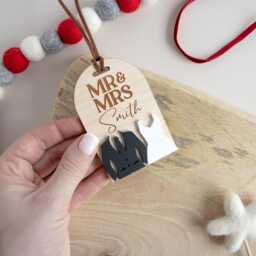 First Christmas Married Hanging Bauble Mr & Mrs Ornament - thumbnail 3