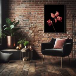 Dried Rose Botanical Print, Dark Floral Wall Art, Moody Home Decor - thumbnail 3