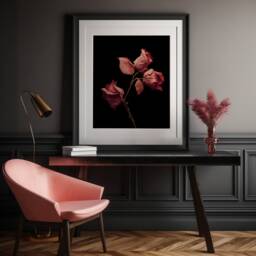 Dried Rose Botanical Print, Dark Floral Wall Art, Moody Home Decor - thumbnail 2