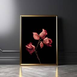 Dried Rose Botanical Print, Dark Floral Wall Art, Moody Home Decor - thumbnail 1
