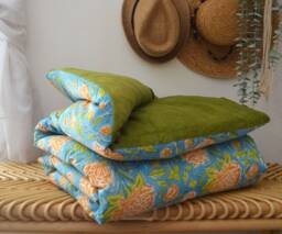 Duvet 100x190cm - Handmade in France Indian Cotton & Velvet