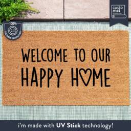 Welcome To Our Happy Home - Cute Heart Doormat Housewarming Gift Mat - thumbnail 1