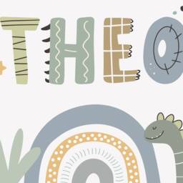 Personalized Dinosaur Prints, Kids Nursery Wall Art, Set Of 3 - thumbnail 3