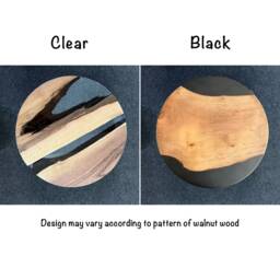 20 Inch Walnut Epoxy River Coffee Table, Live Edge Resin Wood Handmade Round Table With Black Metal Hairpin Legs - thumbnail 4