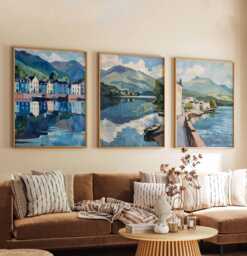Set Of 3 Keswick Posters, Lake District Art Prints, Scenic Mountain, Wall Decor, Vintage Hiking Poster Set, Nature Lover Gift - thumbnail 1