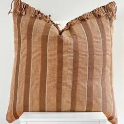 Brown Tribal Hemp Hand Woven Natural Dye Color Hmong Lumbar Pillow Cover - thumbnail 2