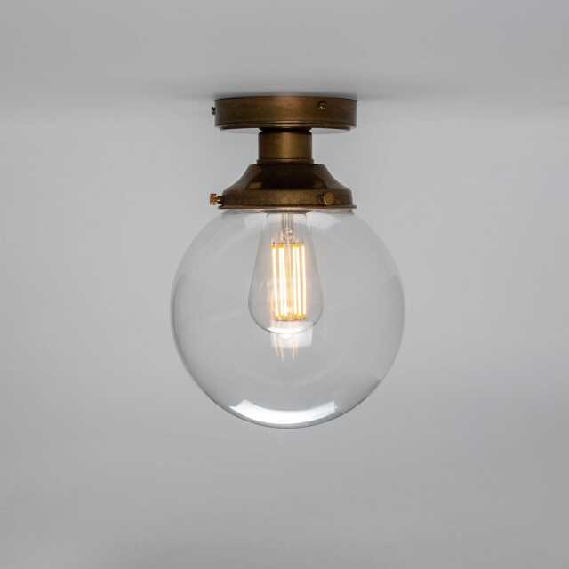 Riad Clear Glass Globe Flush Ceiling Light 7.75 Ip20 - image 1
