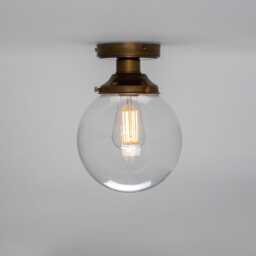 Riad Clear Glass Globe Flush Ceiling Light 7.75 Ip20