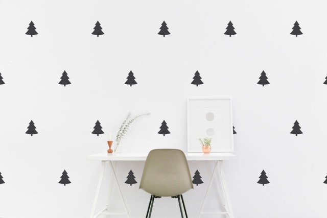 Pine Trees Wall Decal Kids Room Wall Sticker, Nursery Christmas, Bedroom Pattern Wallpaper Vinyl Decals Stickers Home Decor - image 1