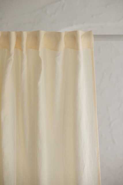 Farmhouse Vanilla Yellow Linen Curtain, Natural Tone Window Panel With Multifunctional Heading Tape For Bedroom, Kitchen, Or Living Room - image 1