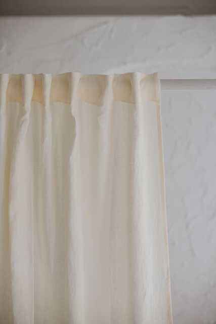 Farmhouse Style Cream Linen Curtain With Multifunctional Heading Tape - Bedroom, Kitchen, Living Room Natural Tone Window Treatment Panel - image 1