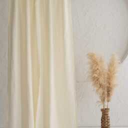 Farmhouse Vanilla Yellow Linen Curtain, Natural Tone Window Panel With Multifunctional Heading Tape For Bedroom, Kitchen, Or Living Room - thumbnail 3