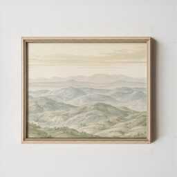 Mountain Landscape Poster, Sage Green Wall Art, Neutral Hills Print - thumbnail 3