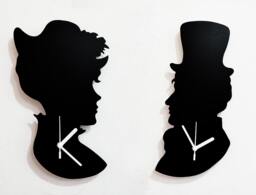 Old Fashioned Lady & Gentleman Set Of Vintage Silhouette - Wall Clock