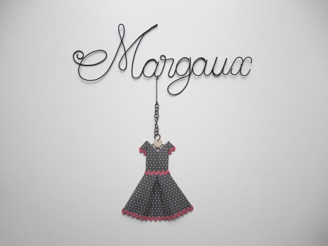 Customizable Wire Child's First Name, Margaux Origami Dress, Bedroom Wall Decoration, Customizable Gift - image 1