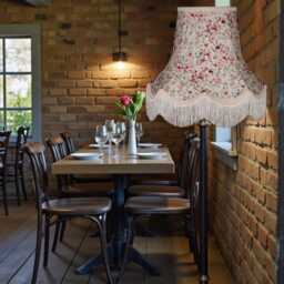 Pink Floral Lampshade With Cream Fringe British Made Fabric Ceiling Light Shade - thumbnail 3