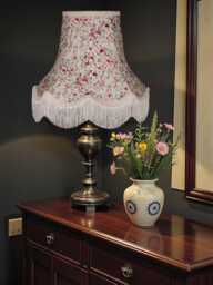 Pink Floral Lampshade With Cream Fringe British Made Fabric Ceiling Light Shade