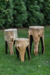 Natural Burned Tree Stump Side Table Rustic Garden Decor, Wooden Trunk Chair Outdoor, Wood Log - thumbnail 1